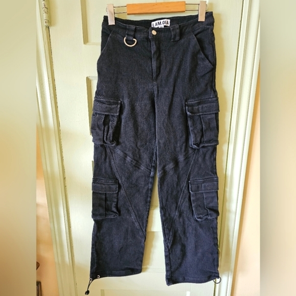 I.AM.GIA black wide leg cargo pants Y2K 90s mall goth - Picture 2 of 9